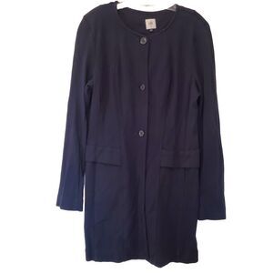 Cabi Lido Long Jacket  Womens Size M Medium Navy Ponte Knit Heavy Weight